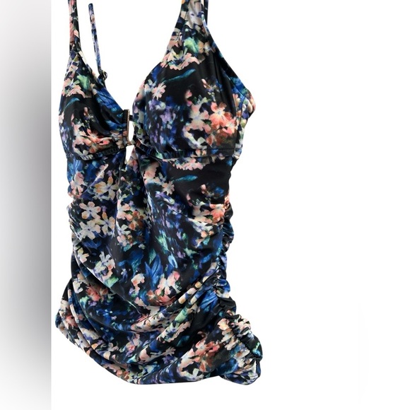 Badgley Mischka purple floral swim top - Picture 4 of 7